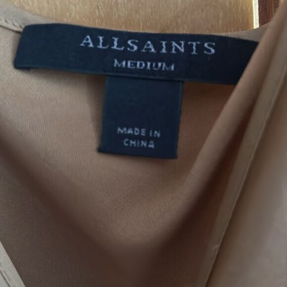 All Saints Dress Two in One Tierny Roll Neck Sweater Slip Midi Brown Camel Med - Picture 10 of 13
